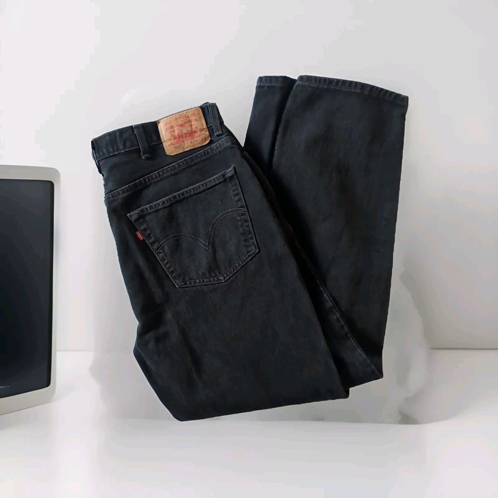 Levi's 550 Jeans Mens 38x34 Black Relaxed Fit Straight Leg Dark Wash Canada Made